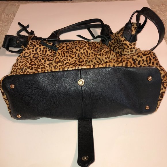 Aimee Kestenberg Tamitha Satchel Leopard Calf Hair Genuine Leather Purse - Picture 9 of 16